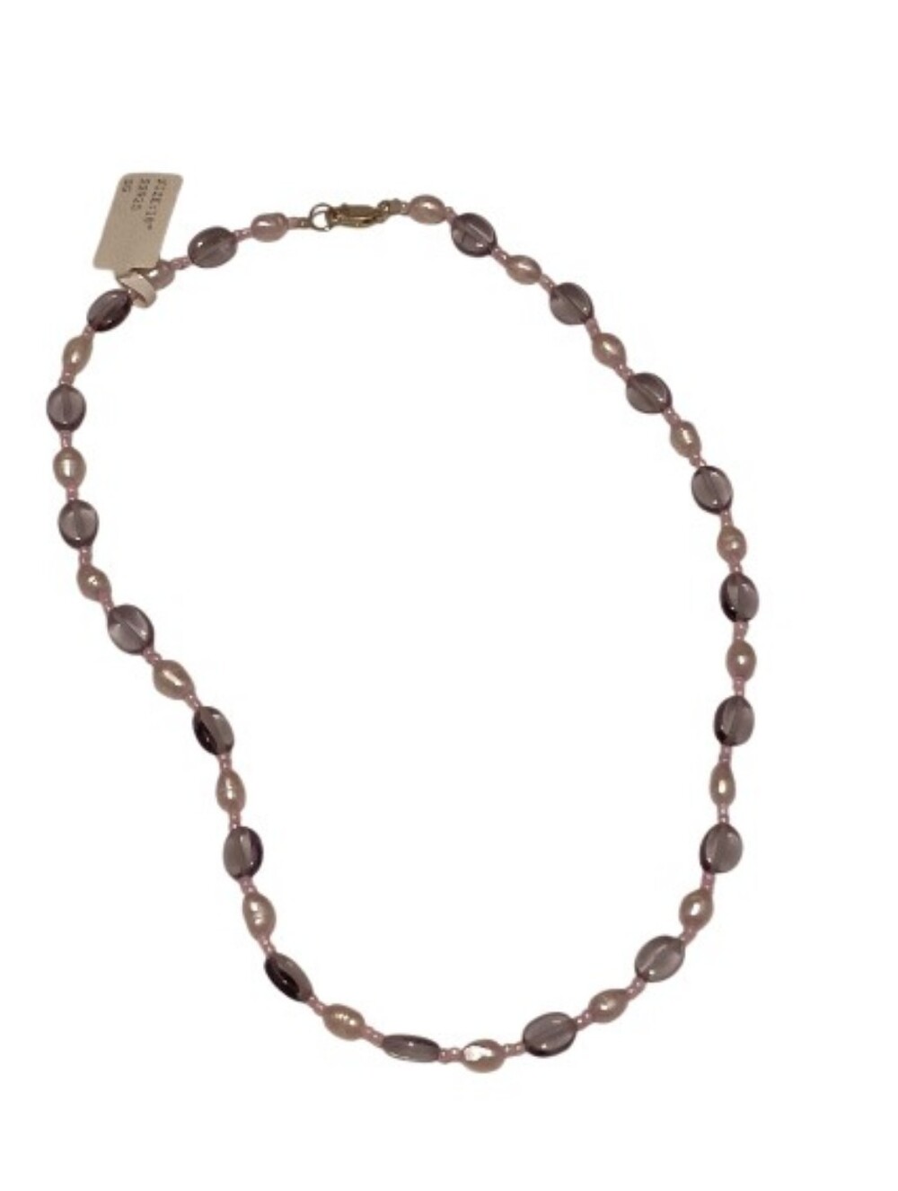 925 Sterling Silver Freshwater Pearl Smoky Amethyst Gemstone Station Necklace